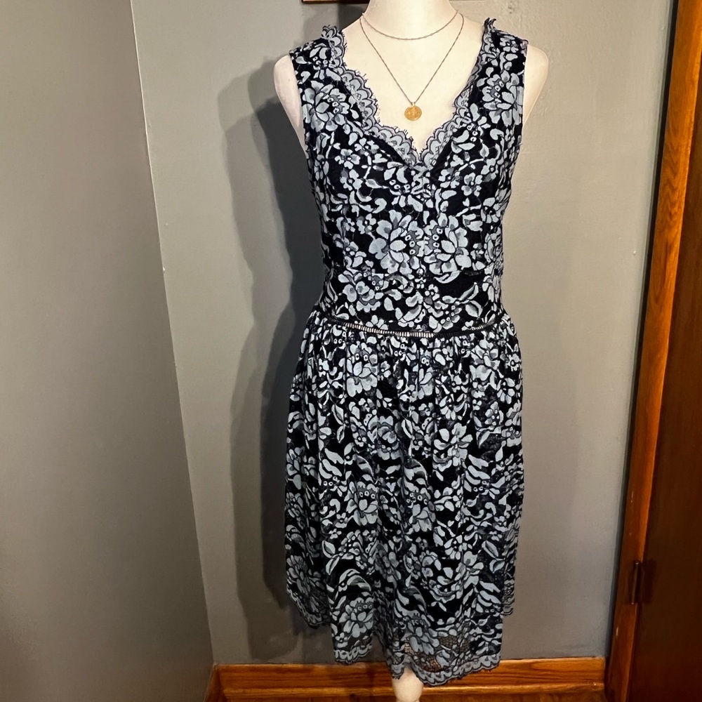 Altar’d State Navy Blue Lace Floral Dress